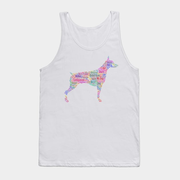 Dog Doberman Animal Pet Text Word Cloud Tank Top by Cubebox